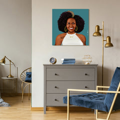 "Hip Michelle Obama" Frameless Free Floating Reverse Printed Tempered Art Glass Wall Art