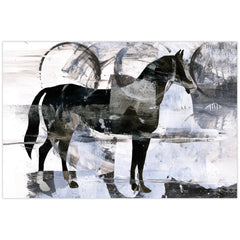 "Equestrian Essence II" Horse Frameless Free Floating Reverse Printed Tempered Art Glass Wall Art