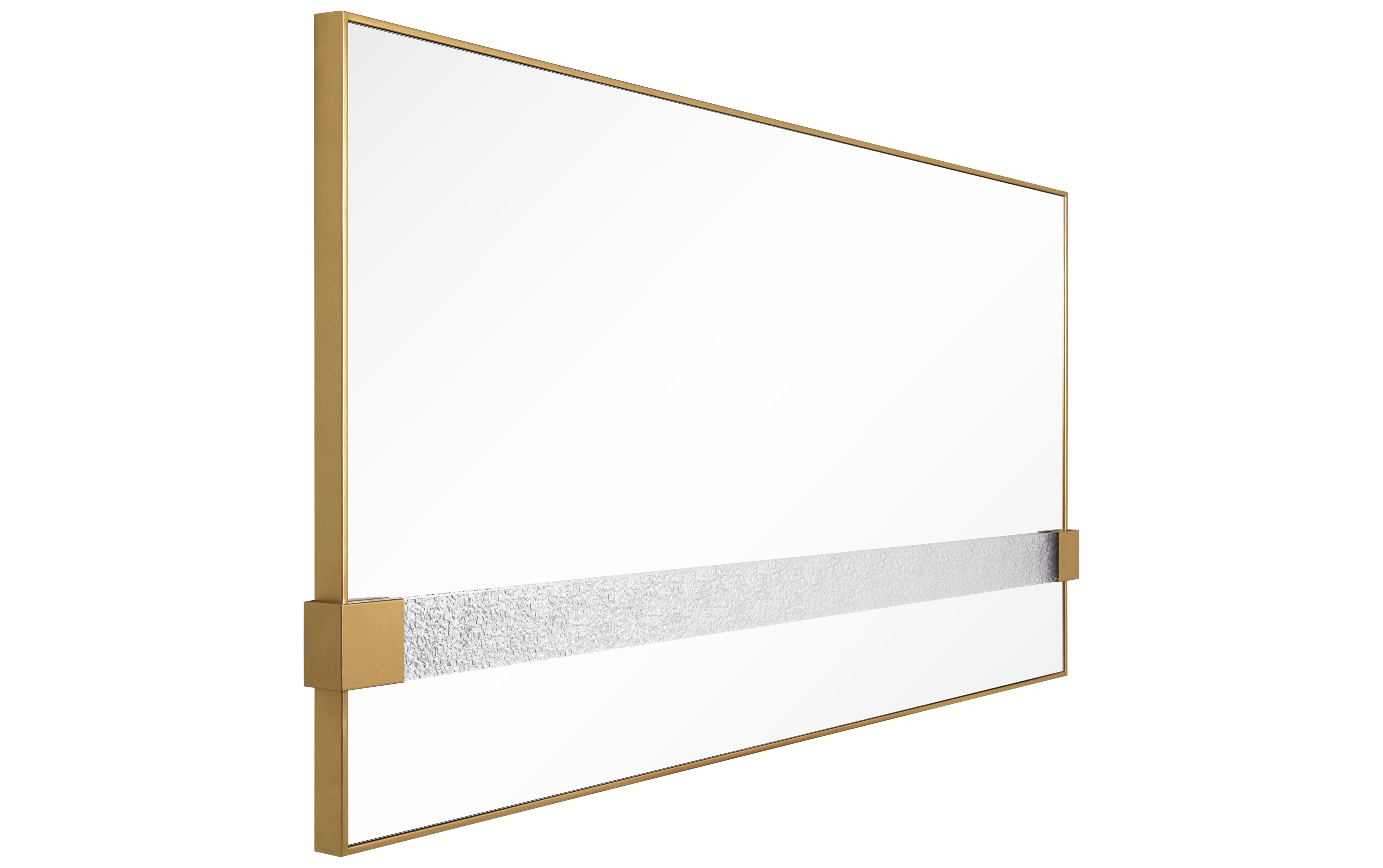 "Gleaming Horizon Wall Mirror" 40"x80" with Textured Acrylic Embellished, on Gold Iron Frame