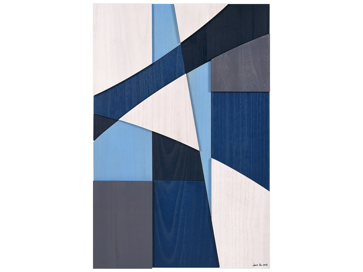 "Whispers of Blues II" Hand Made & Hand Finished Solid Paulownia Wood Abstracts Wall Art