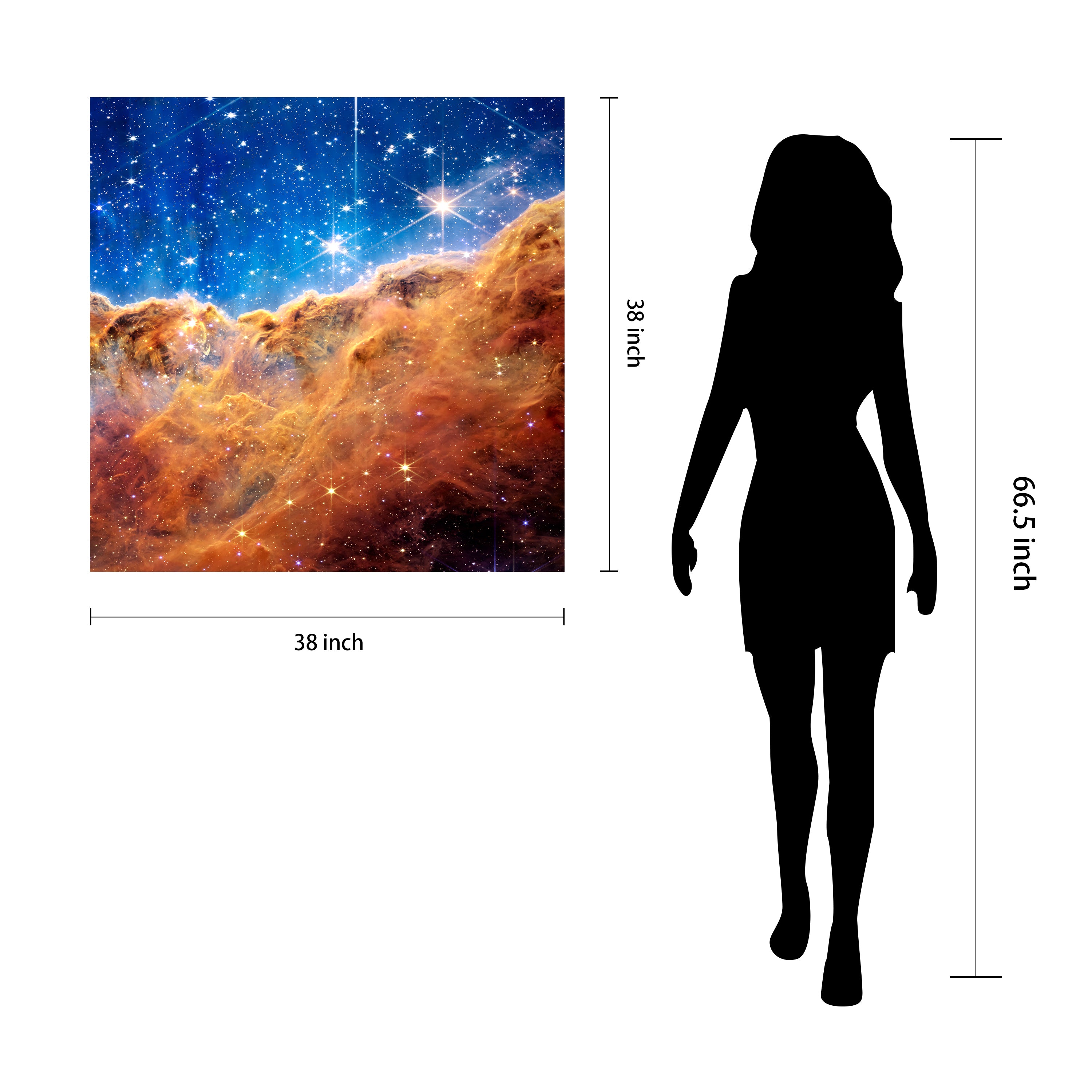 "Mountains of the Carina Nebula II" Frameless Free Floating Reverse Printed Tempered Art Glass Wall Art