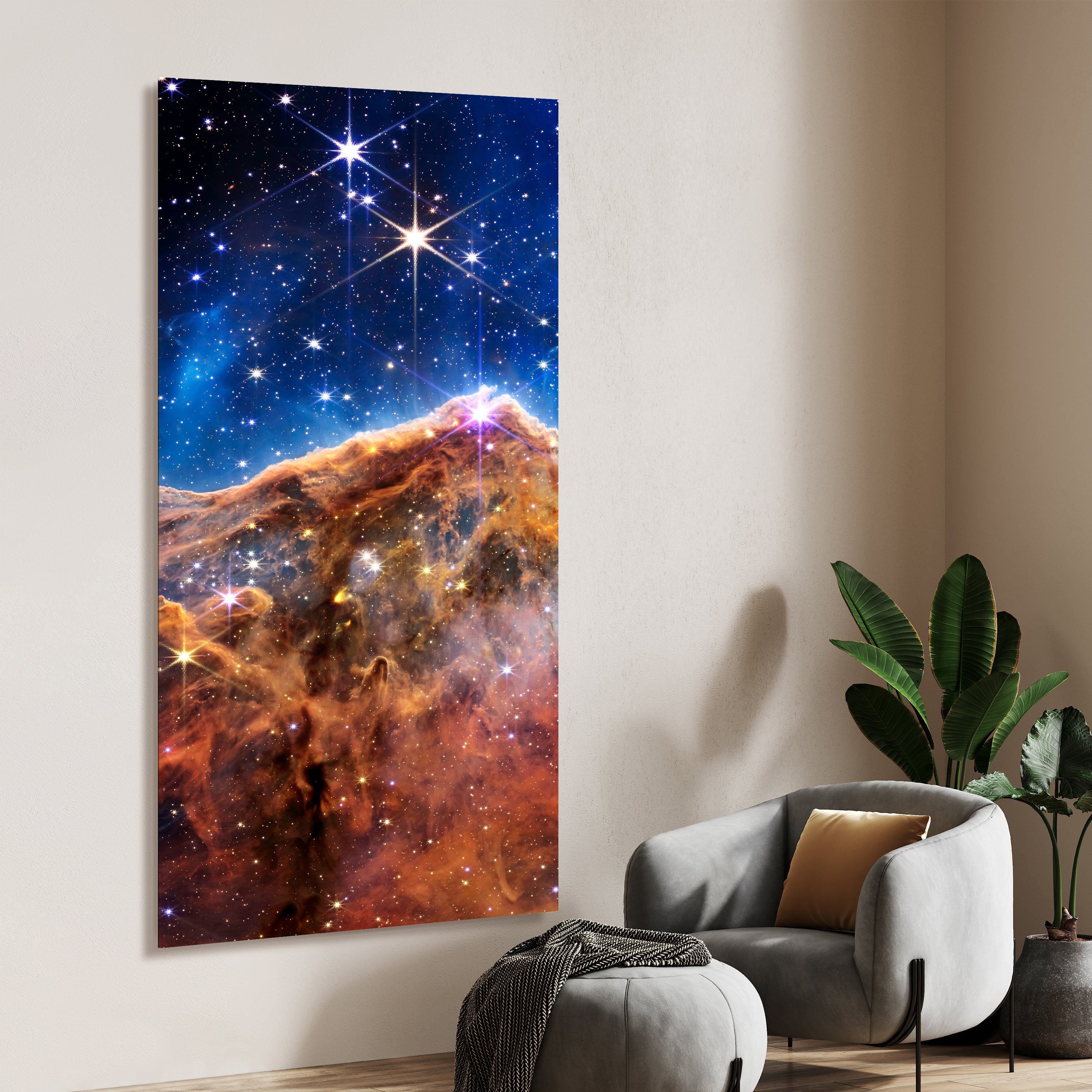 "Mountains of the Carina Nebula B" Frameless Free Floating Reverse Printed Tempered Art Glass Wall Art