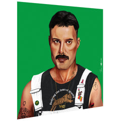 "Hip Freddie Mercury" Frameless Free Floating Reverse Printed Tempered Art Glass Wall Art