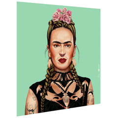 "Hip Frida Kahlo" Frameless Free Floating Reverse Printed Tempered Art Glass Wall Art