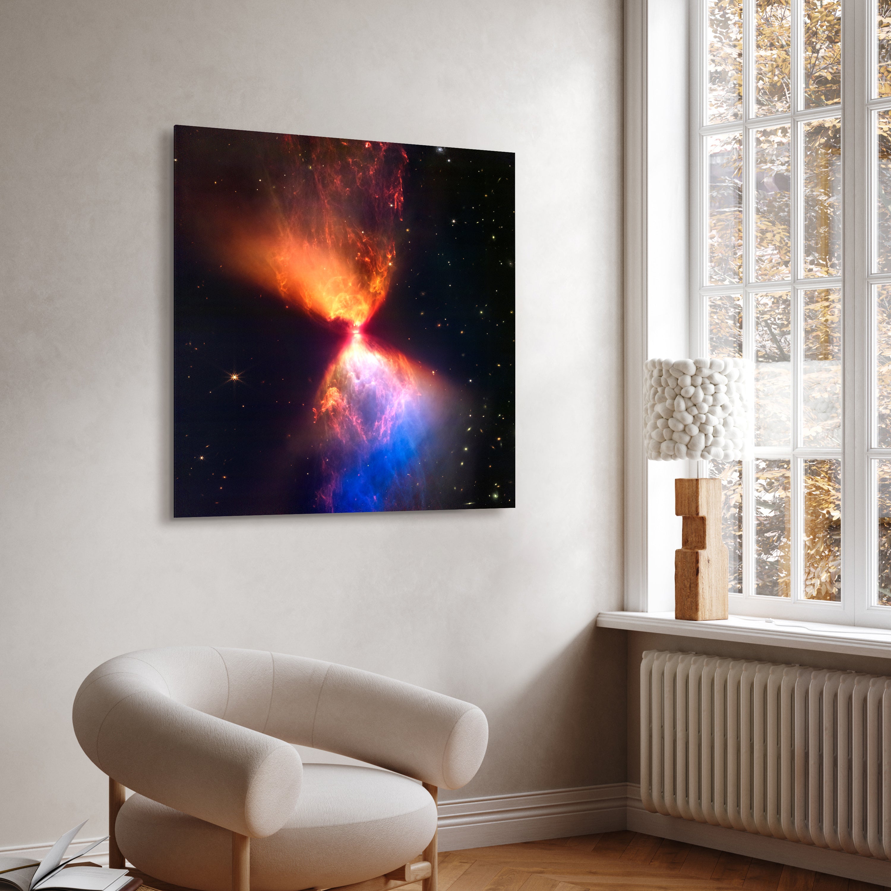 "Constellation Taurus Fiery Hourglass" Frameless Free Floating Reverse Printed Tempered Art Glass Wall Art