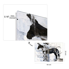 "Equestrian Essence I" Horse Frameless Free Floating Reverse Printed Tempered Art Glass Wall Art