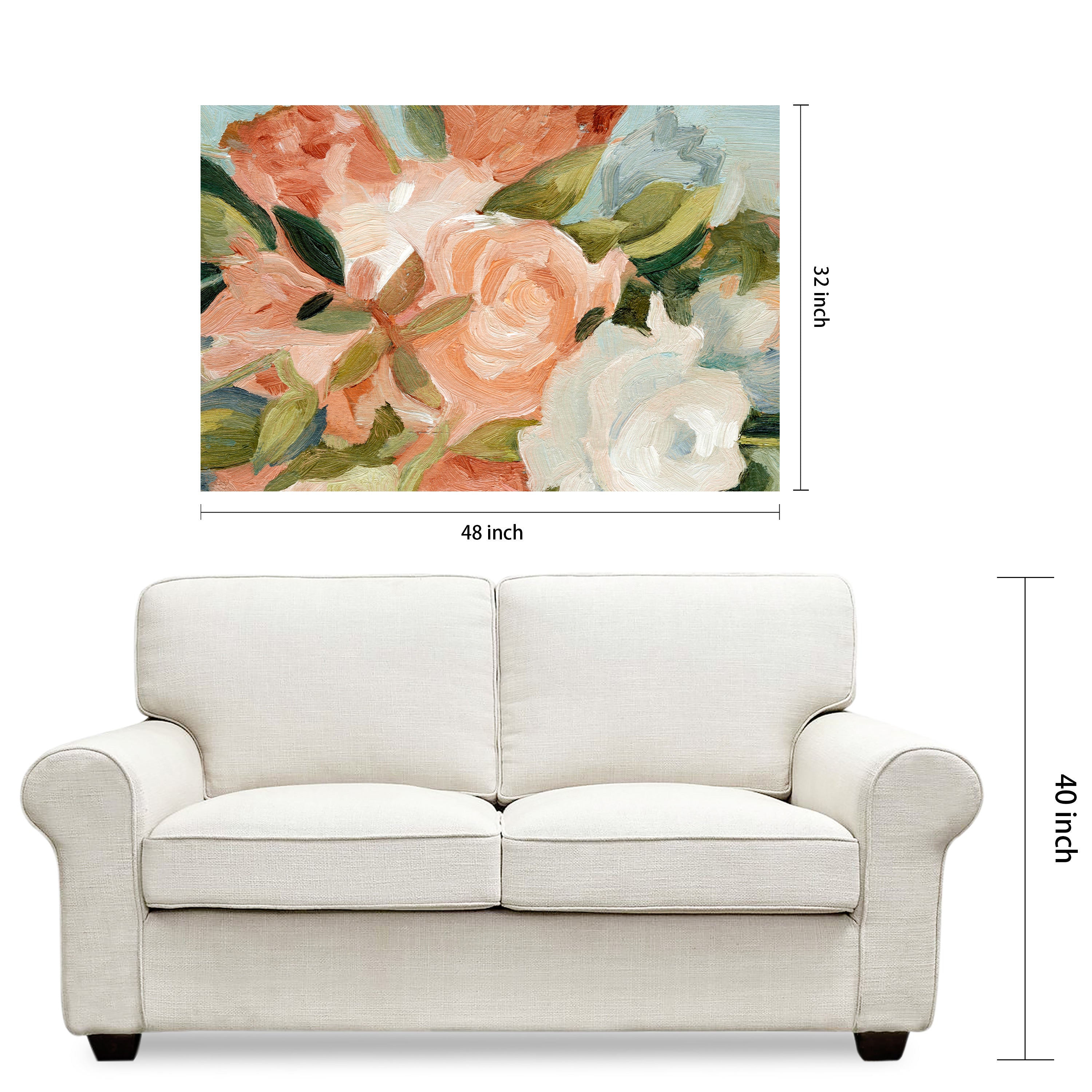 "Floral Harmony II" Bouquet Frameless Free Floating Reverse Printed Tempered Art Glass Wall Art