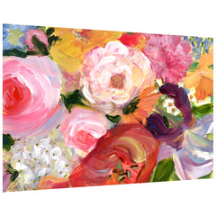 "Blossom Symphony I" Flowers Frameless Free Floating Reverse Printed Tempered Art Glass Wall Art