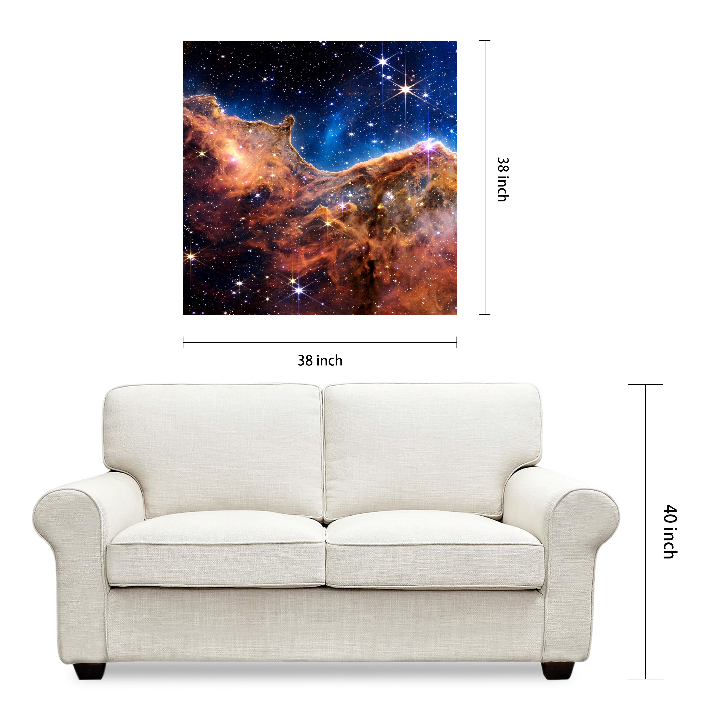 "Mountains of the Carina Nebula I" Frameless Free Floating Reverse Printed Tempered Art Glass Wall Art