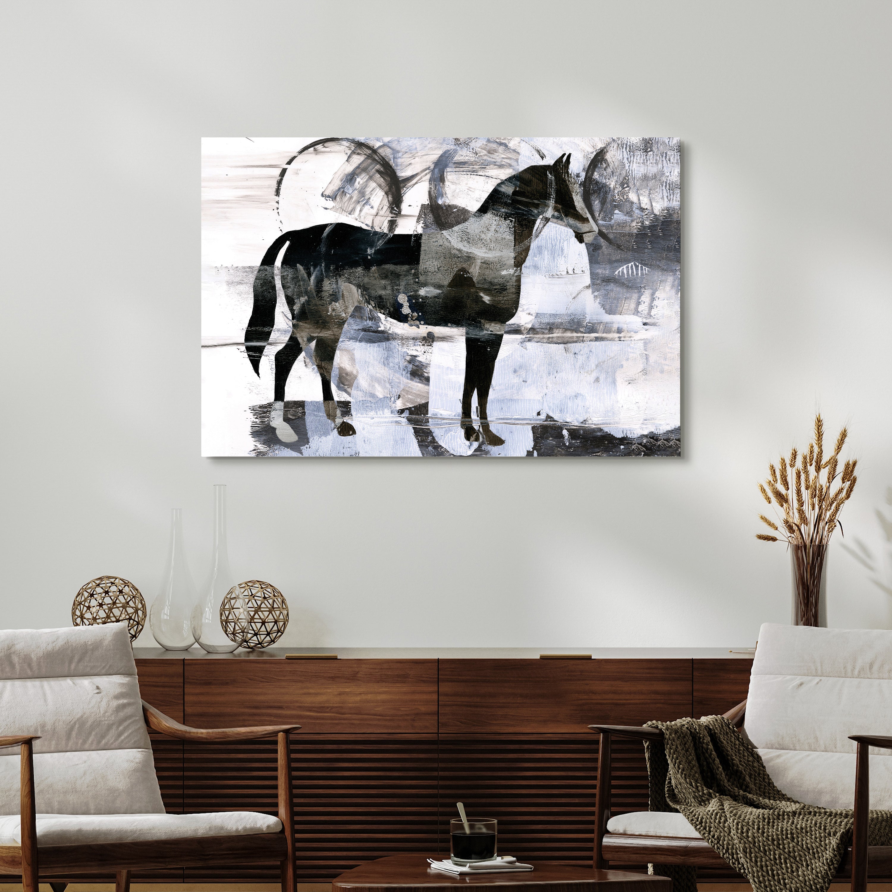 "Equestrian Essence II" Horse Frameless Free Floating Reverse Printed Tempered Art Glass Wall Art