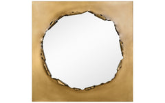 "Antique Gold Torn Edge Square Mirror", 36"x36" Mirror Featuring a 4.8" Brushed Antique Gold Iron Frame with a Unique Torn Edge Design