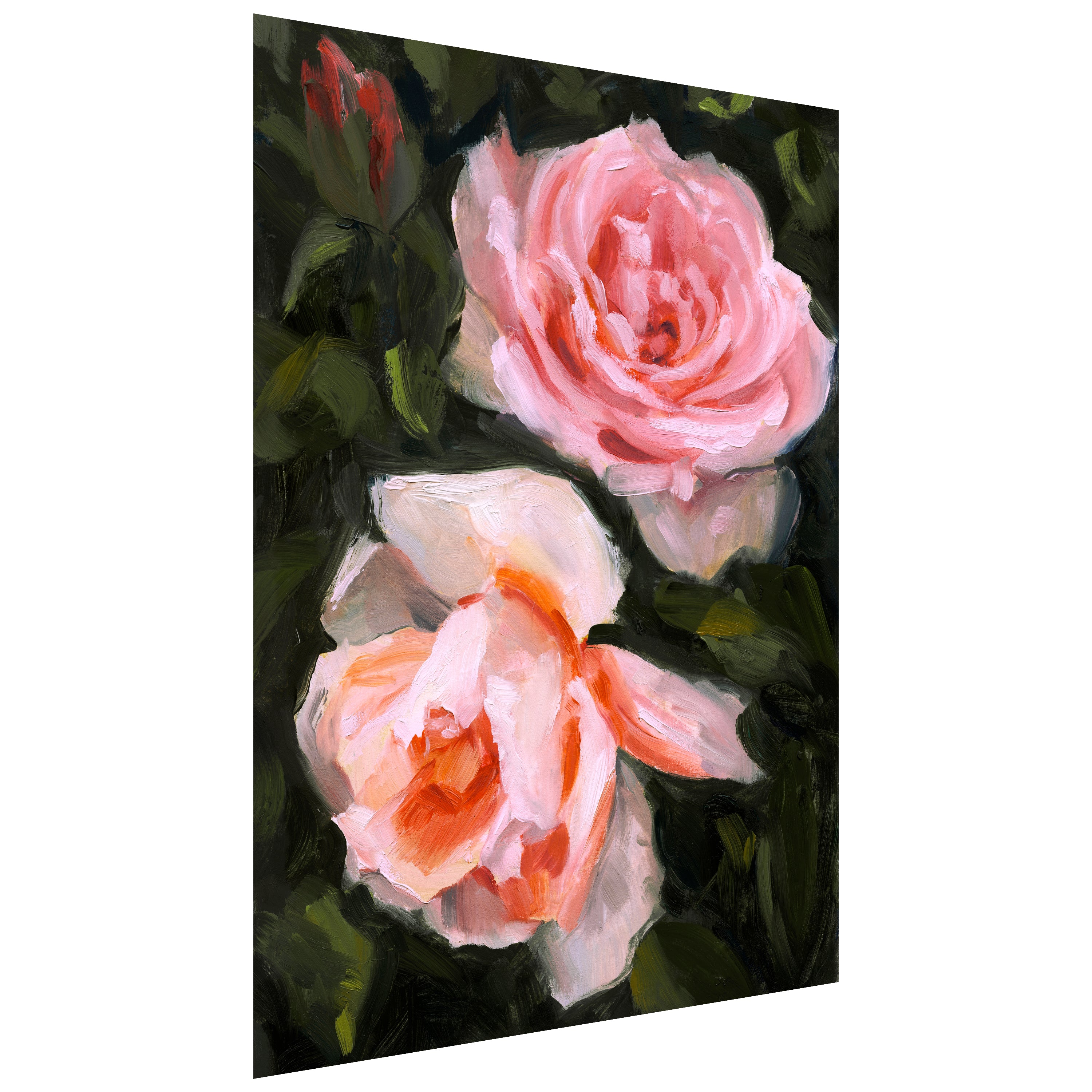 "Ethereal Roses II" Frameless Free Floating Reverse Printed Tempered Art Glass Wall Art