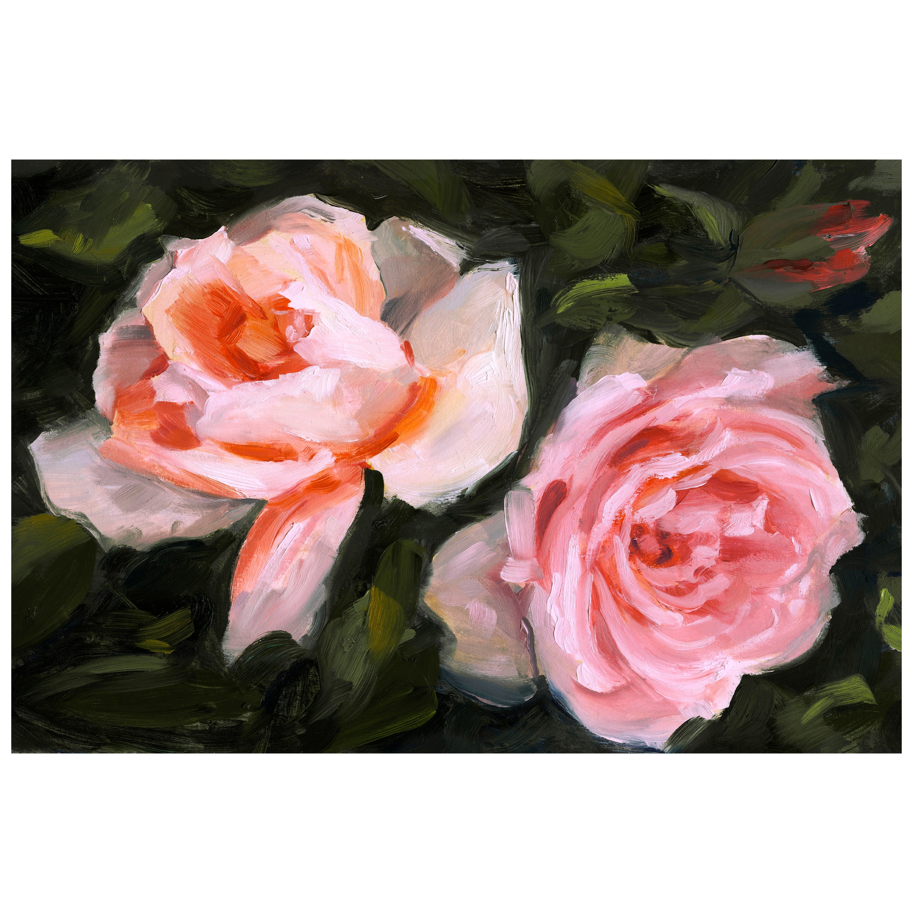 "Ethereal Roses II" Frameless Free Floating Reverse Printed Tempered Art Glass Wall Art