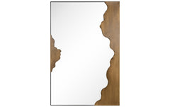 "Antique Gold Edge Tear Rectangular Wall Mirror",24"x36" Mirror Featuring a Brushed Antique Gold Iron Frame with Unique Edge Tear Design Accent