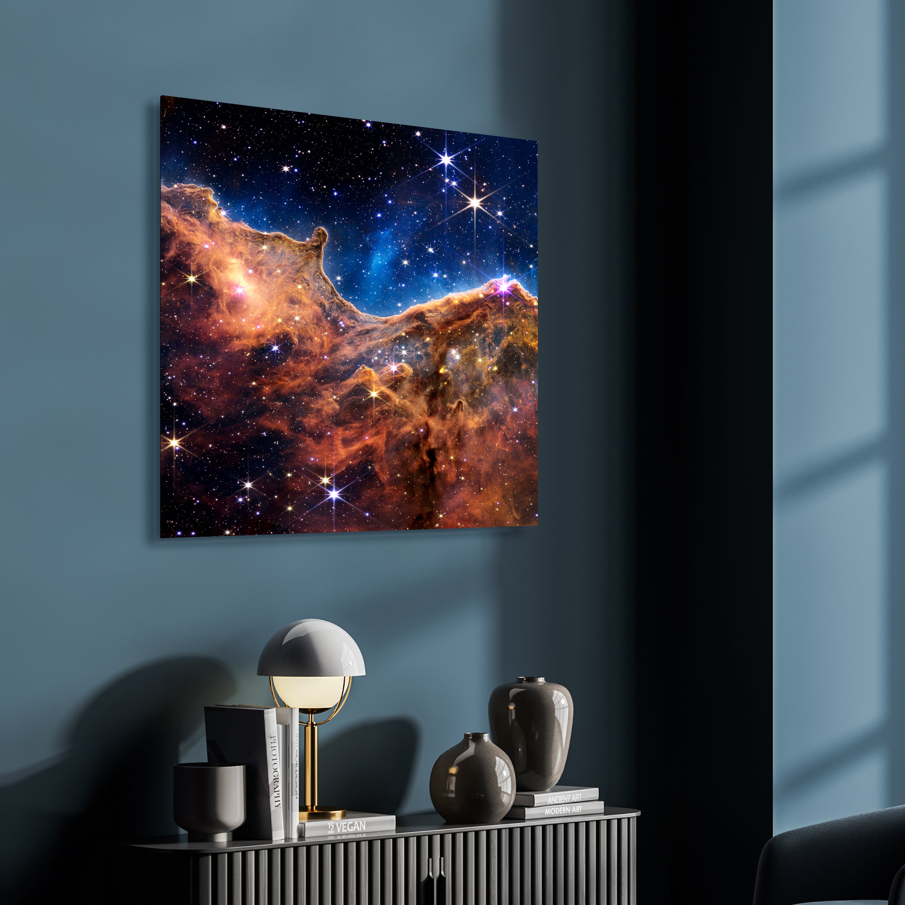 "Mountains of the Carina Nebula I" Frameless Free Floating Reverse Printed Tempered Art Glass Wall Art