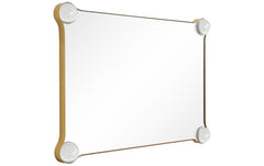 "Elegance Rectangular Wall Mirror", 27"x39" Featuring 3" Half Sphere Corner Glass Embellishment, on Gold Iron Frame