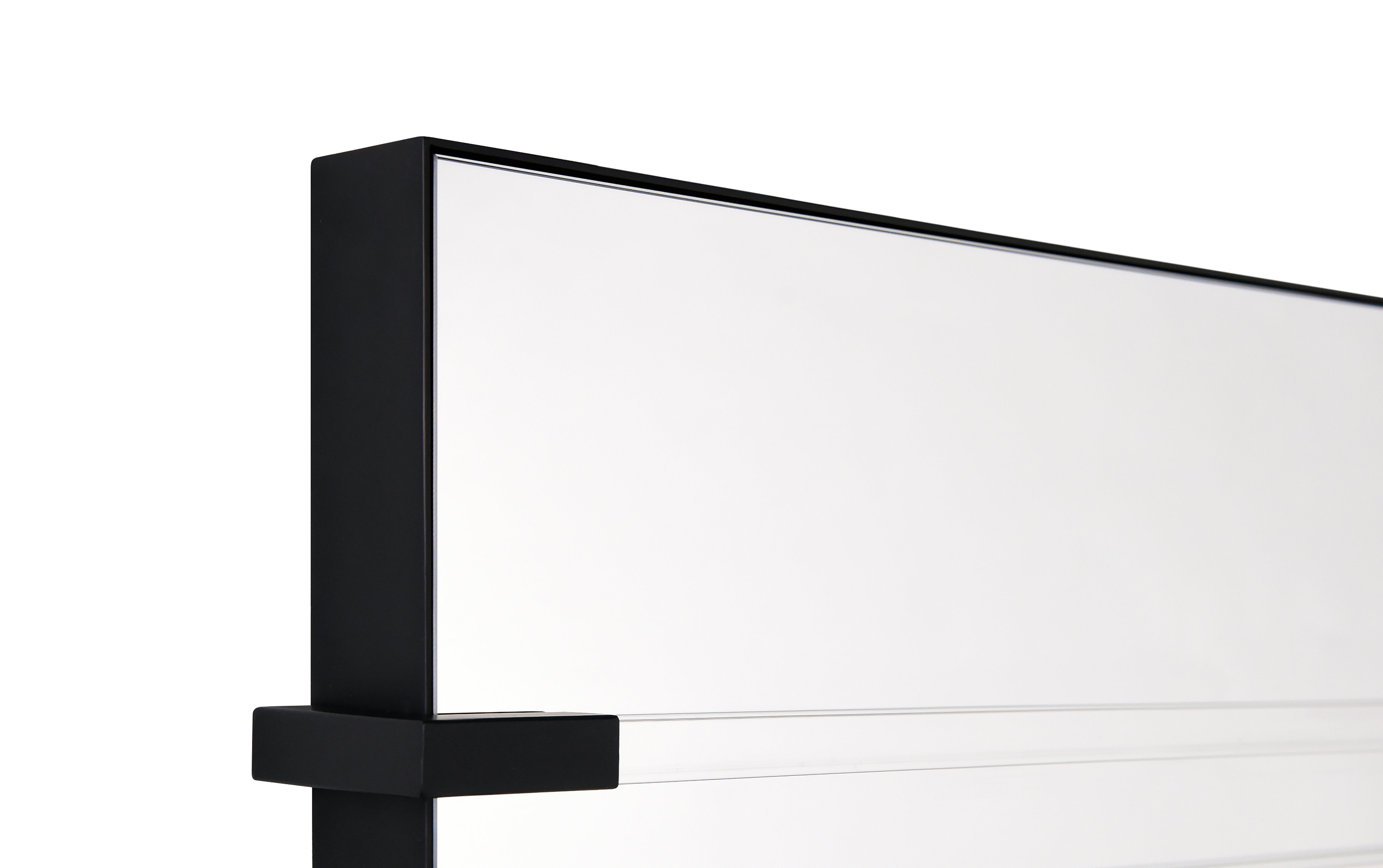 "Acrylic Accent Rectangular Wall Mirror",30"x72" Mirror Featuring Three Clear Acrylic Accent Rails, on a Black Iron Frame