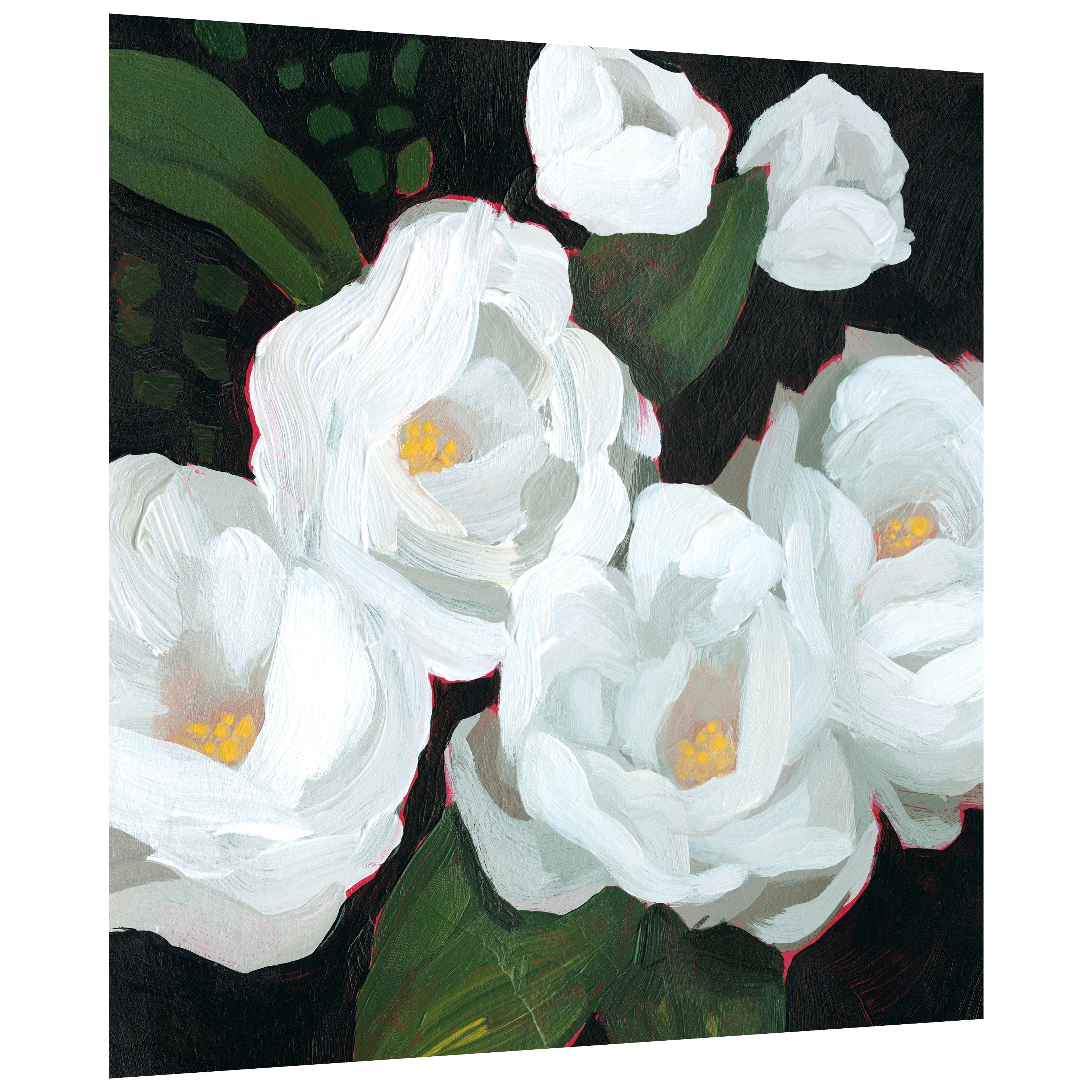 "White Blossom Serenity I" Flower Frameless Free Floating Reverse Printed Tempered Art Glass Wall Art