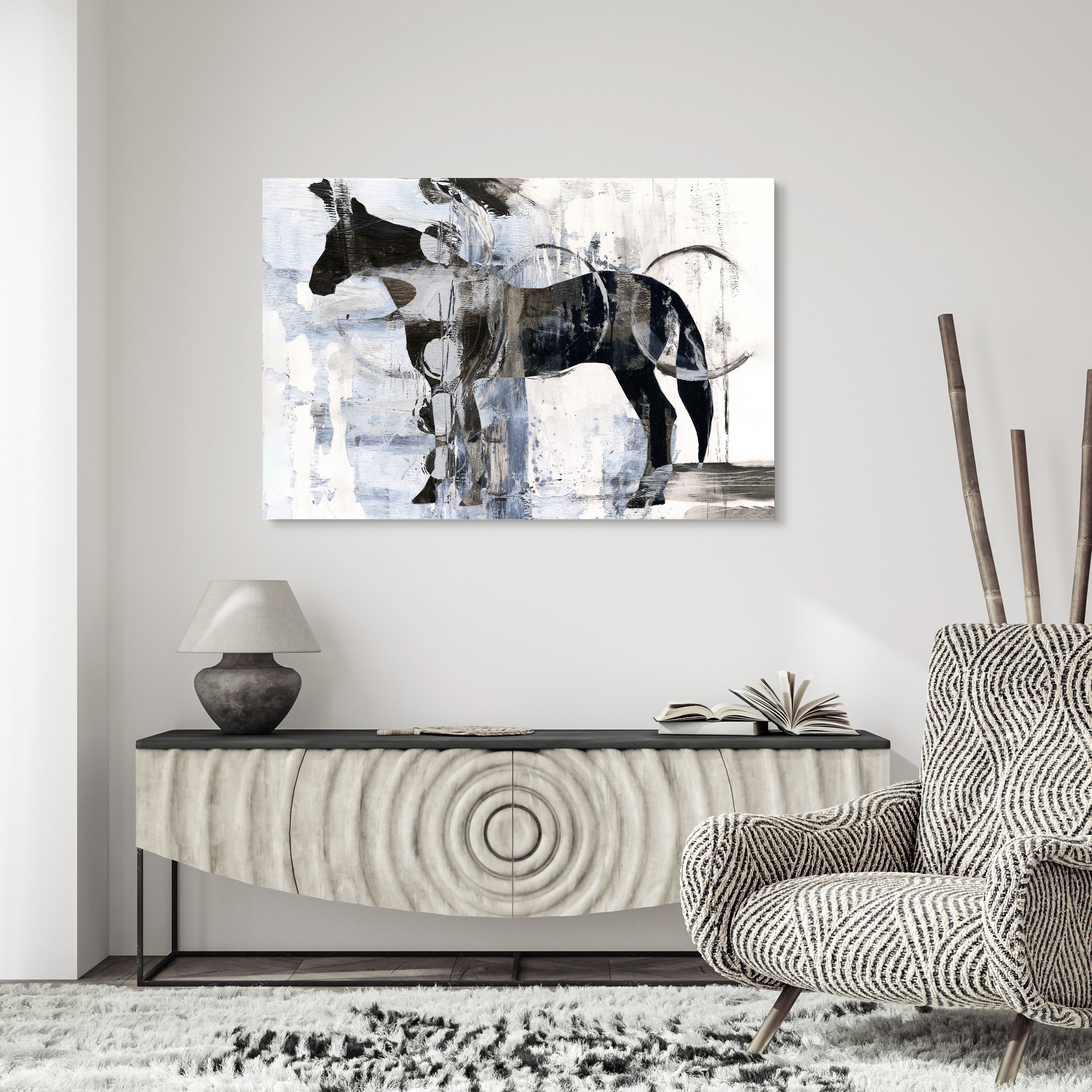 "Equestrian Essence I" Horse Frameless Free Floating Reverse Printed Tempered Art Glass Wall Art