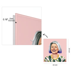 "Hip Hillary" Frameless Free Floating Reverse Printed Tempered Art Glass Wall Art