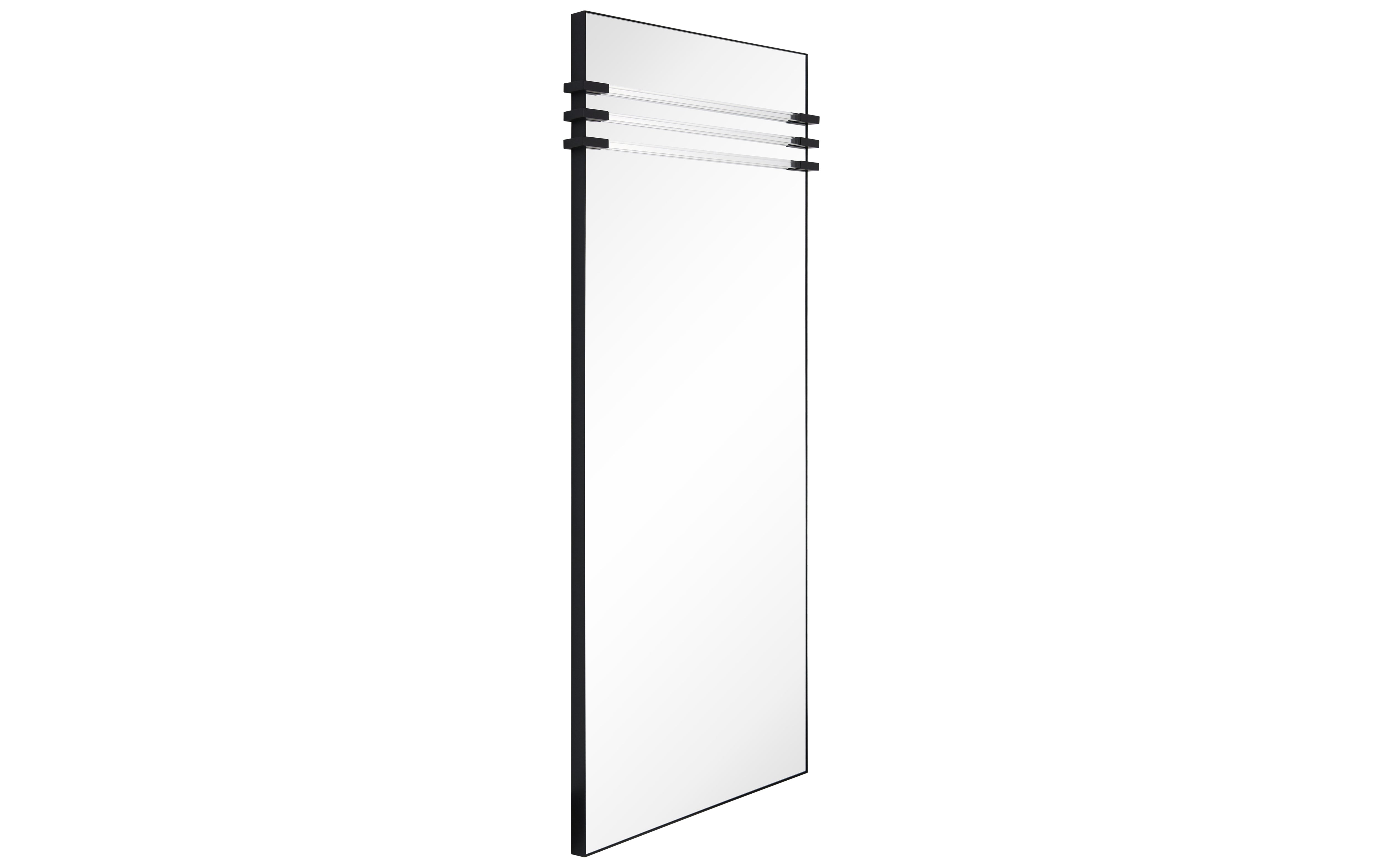 "Acrylic Accent Rectangular Wall Mirror",30"x72" Mirror Featuring Three Clear Acrylic Accent Rails, on a Black Iron Frame