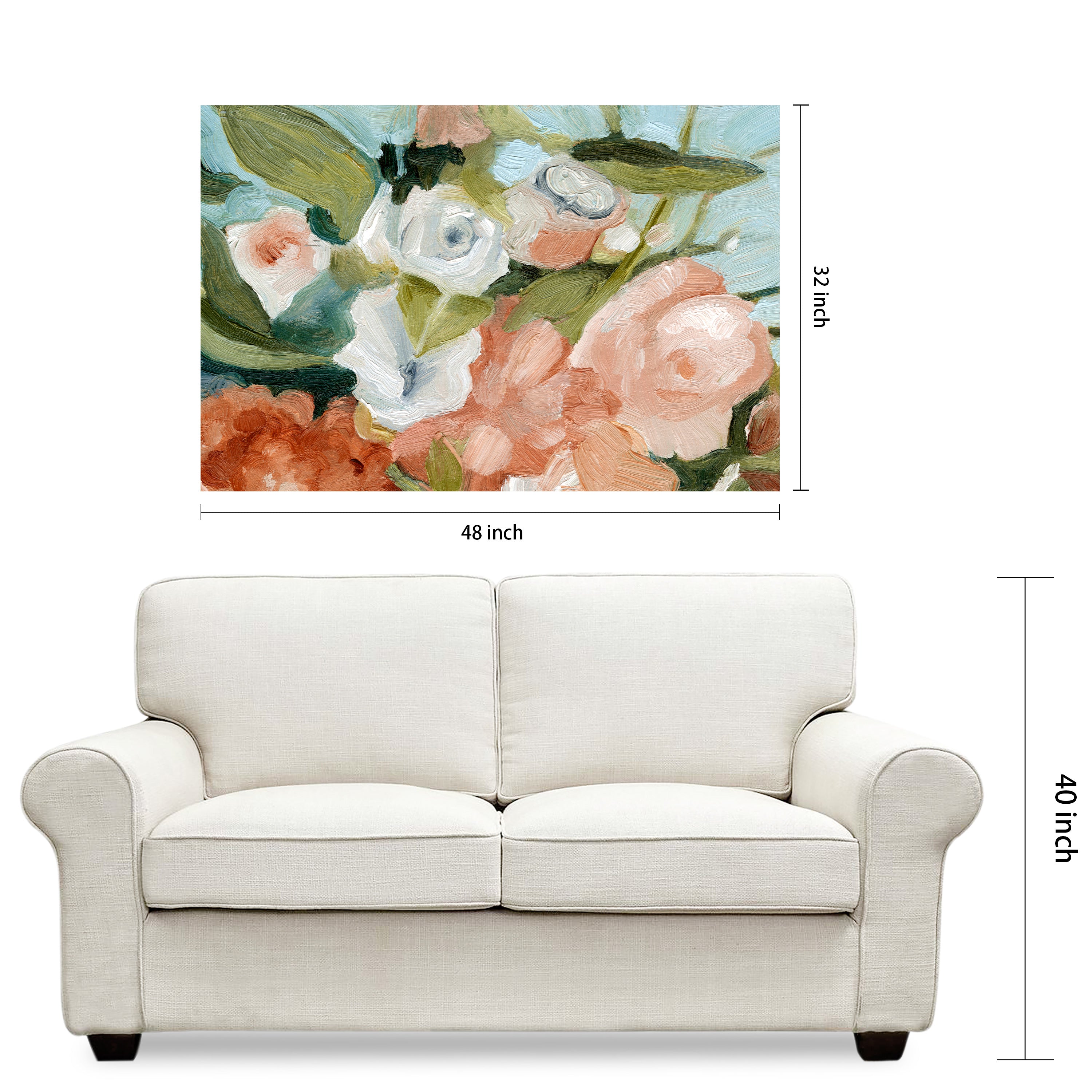 "Floral Harmony I" Bouquet Frameless Free Floating Reverse Printed Tempered Art Glass Wall Art