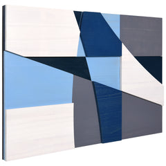 "Whispers of Blues I" Hand Made & Hand Finished Solid Paulownia Wood Abstracts Wall Art