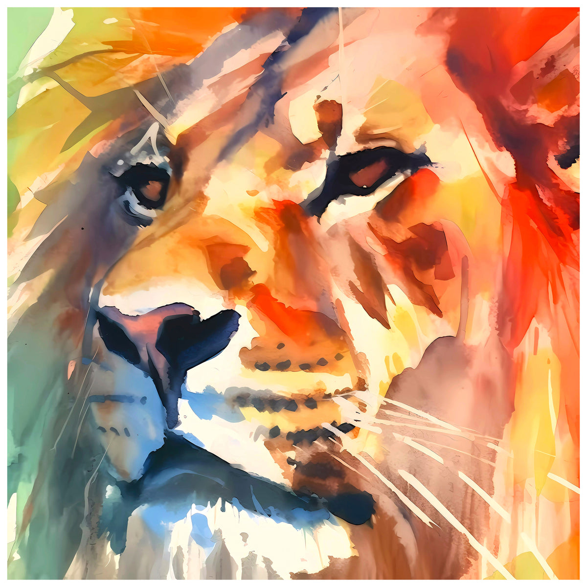 "Regal Strength I" Lion Frameless Free Floating Reverse Printed Tempered Art Glass Wall Art