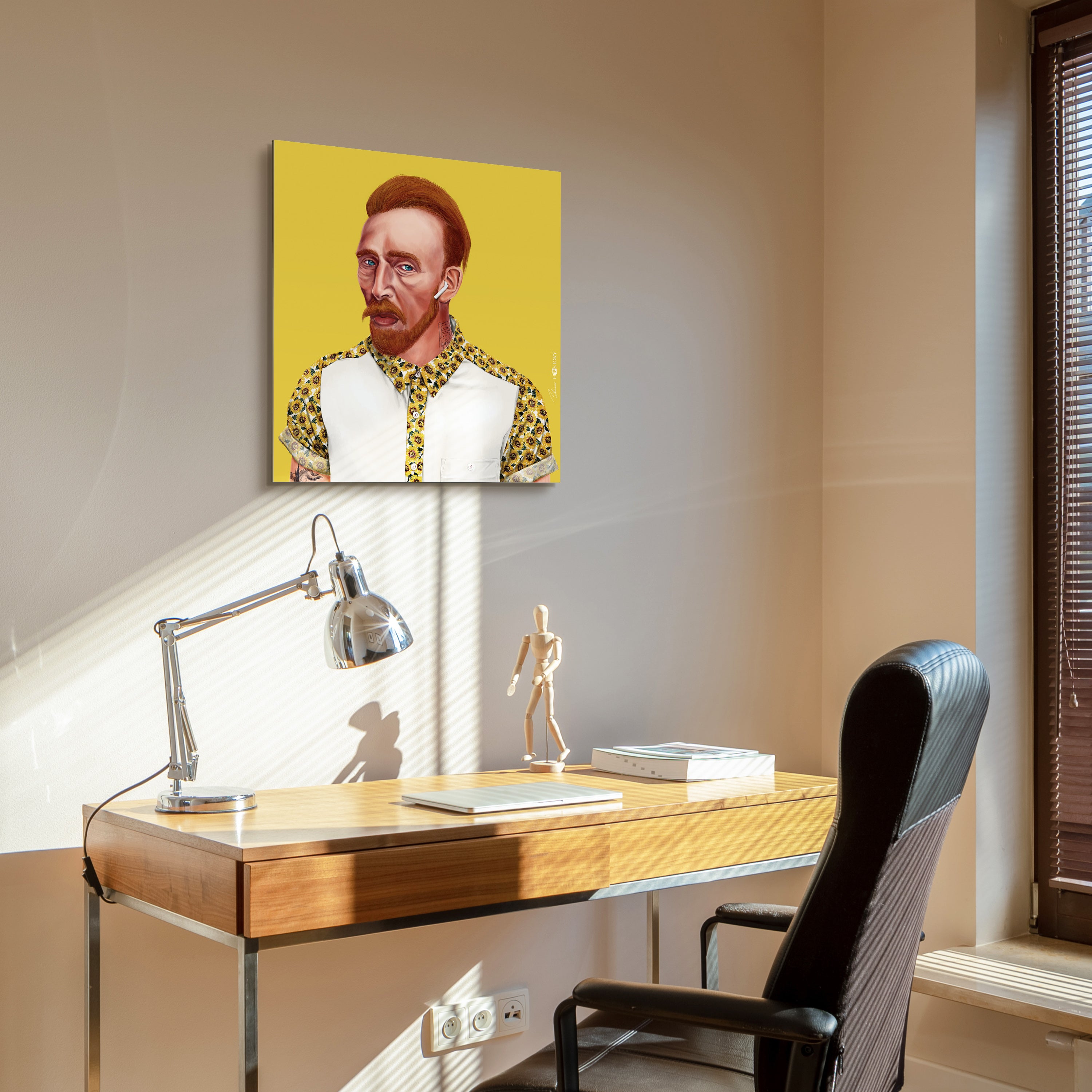 "Hip Vincent Van Gogh" Frameless Free Floating Reverse Printed Tempered Art Glass Wall Art