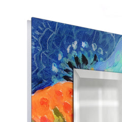 "Secret Garden Floral II" Reverse Printed Beveled Art Glass Console and Mirror Set, by Co-Op artist Karen Fields