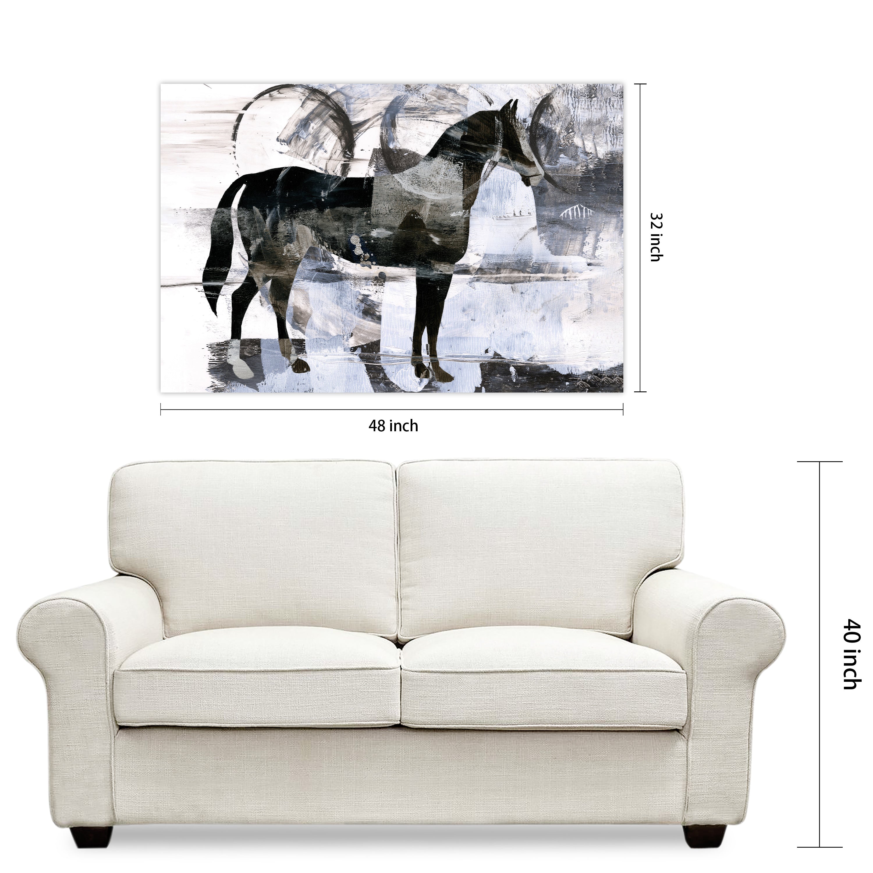 "Equestrian Essence II" Horse Frameless Free Floating Reverse Printed Tempered Art Glass Wall Art