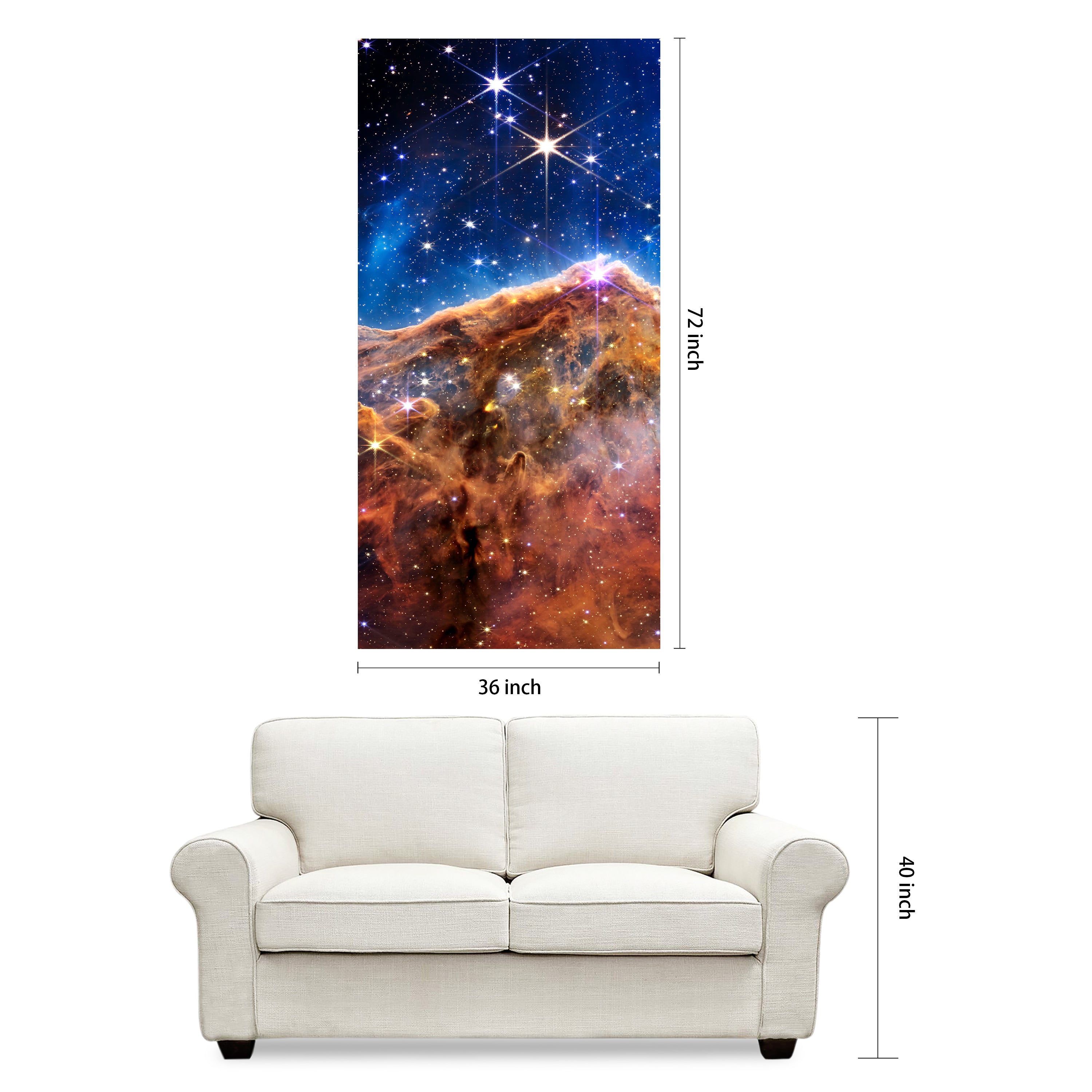 "Mountains of the Carina Nebula B" Frameless Free Floating Reverse Printed Tempered Art Glass Wall Art