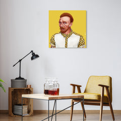 "Hip Vincent Van Gogh" Frameless Free Floating Reverse Printed Tempered Art Glass Wall Art