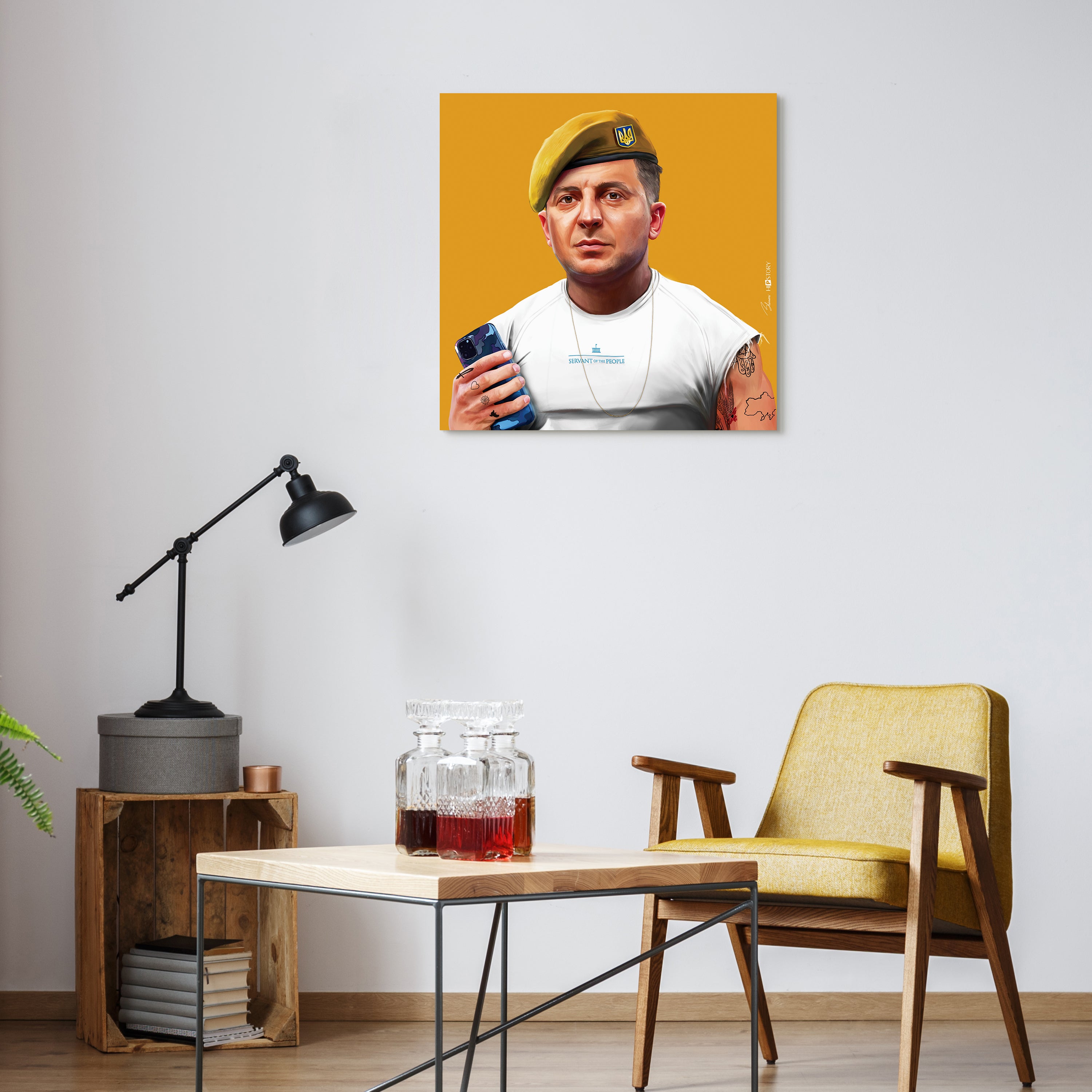 "Hip Volodymyr Zelenskyy" Frameless Free Floating Reverse Printed Tempered Art Glass Wall Art