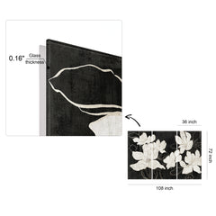 "Floral Elegance Trio" White Flower Frameless Free Floating Reverse Printed Tempered Art Glass Wall Art