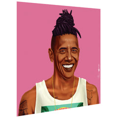 "Hip Barack Obama" Frameless Free Floating Reverse Printed Tempered Art Glass Wall Art