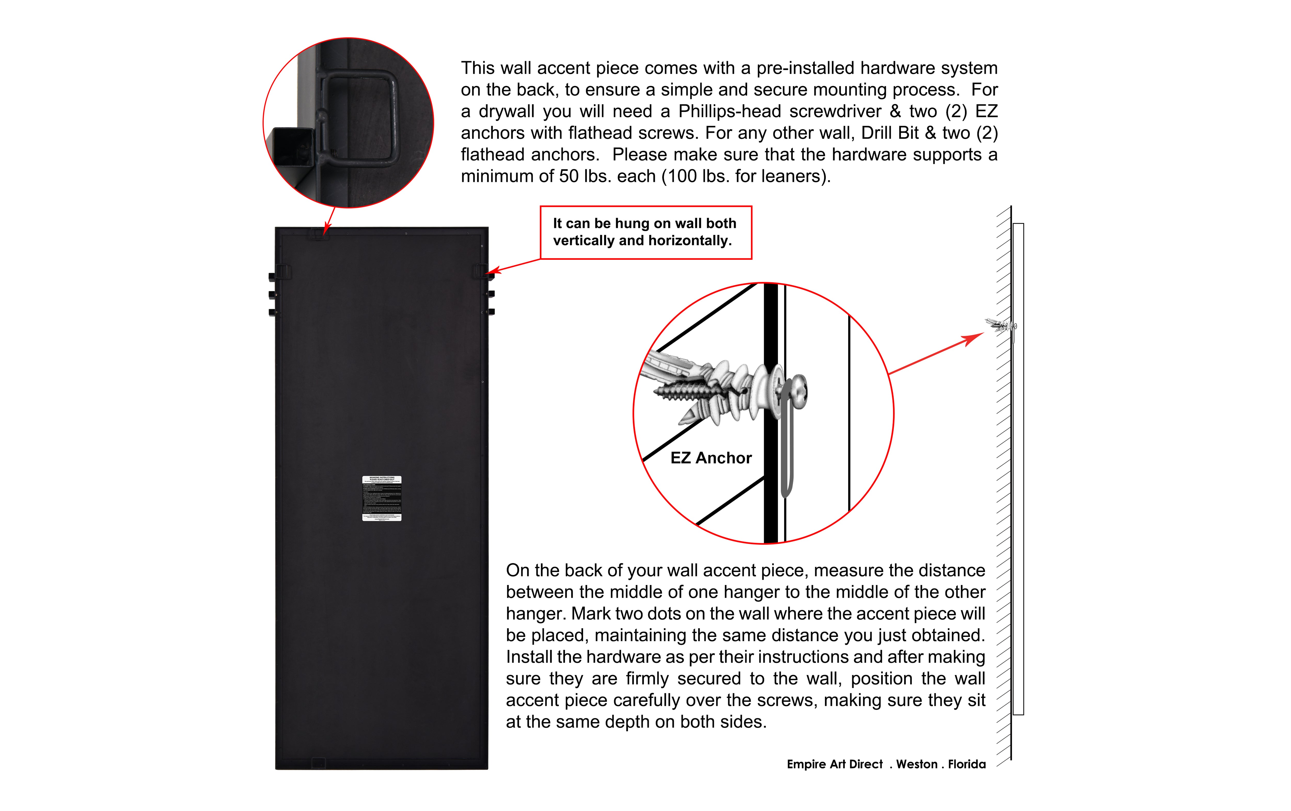 "Acrylic Accent Rectangular Wall Mirror",30"x72" Mirror Featuring Three Clear Acrylic Accent Rails, on a Black Iron Frame