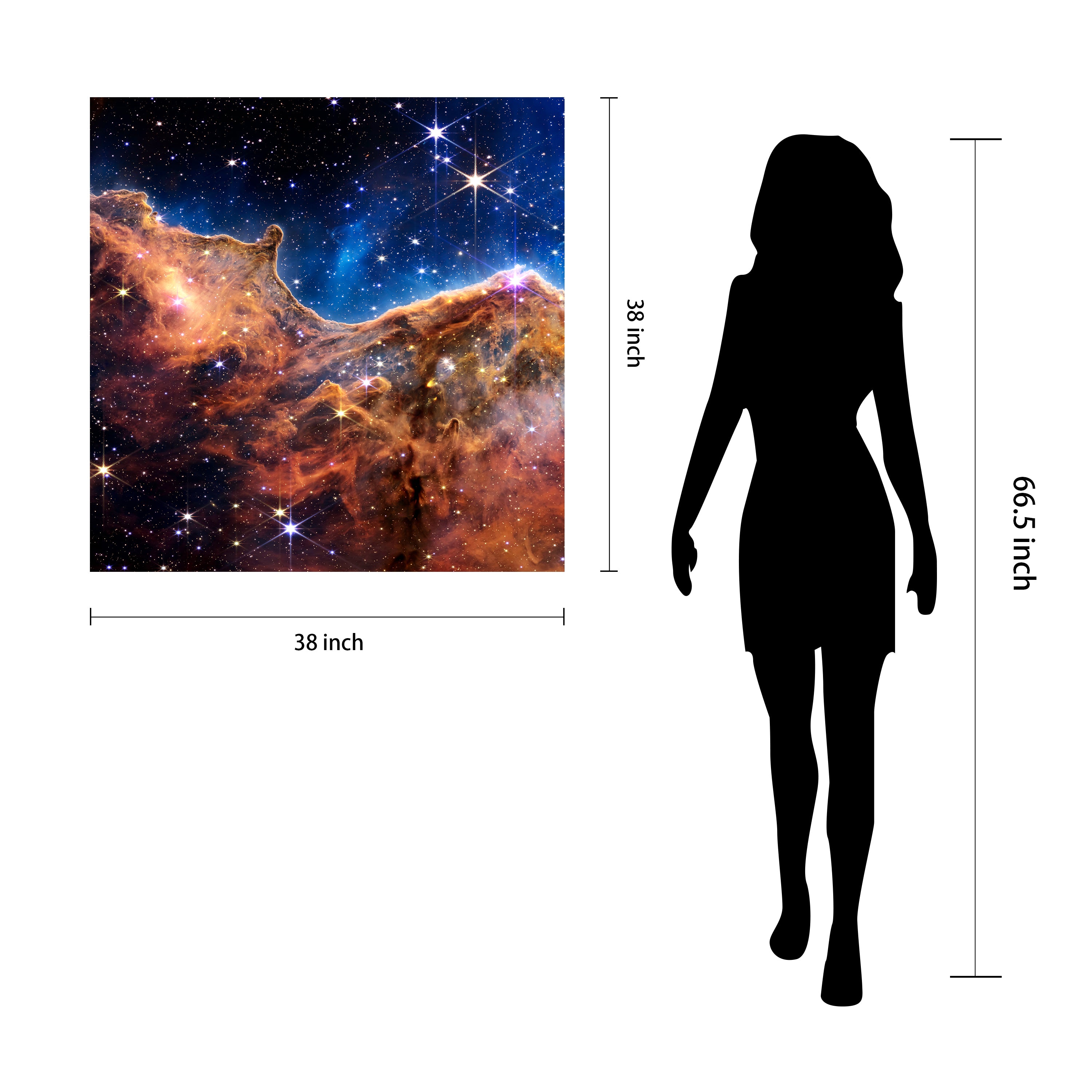 "Mountains of the Carina Nebula I" Frameless Free Floating Reverse Printed Tempered Art Glass Wall Art