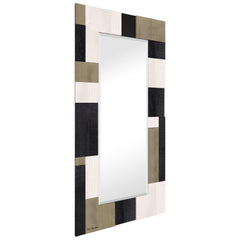 "Geometric Blocks" Hand Made Solid Paulownia Wood Beveled Leaner Mirror size 80" x 40"