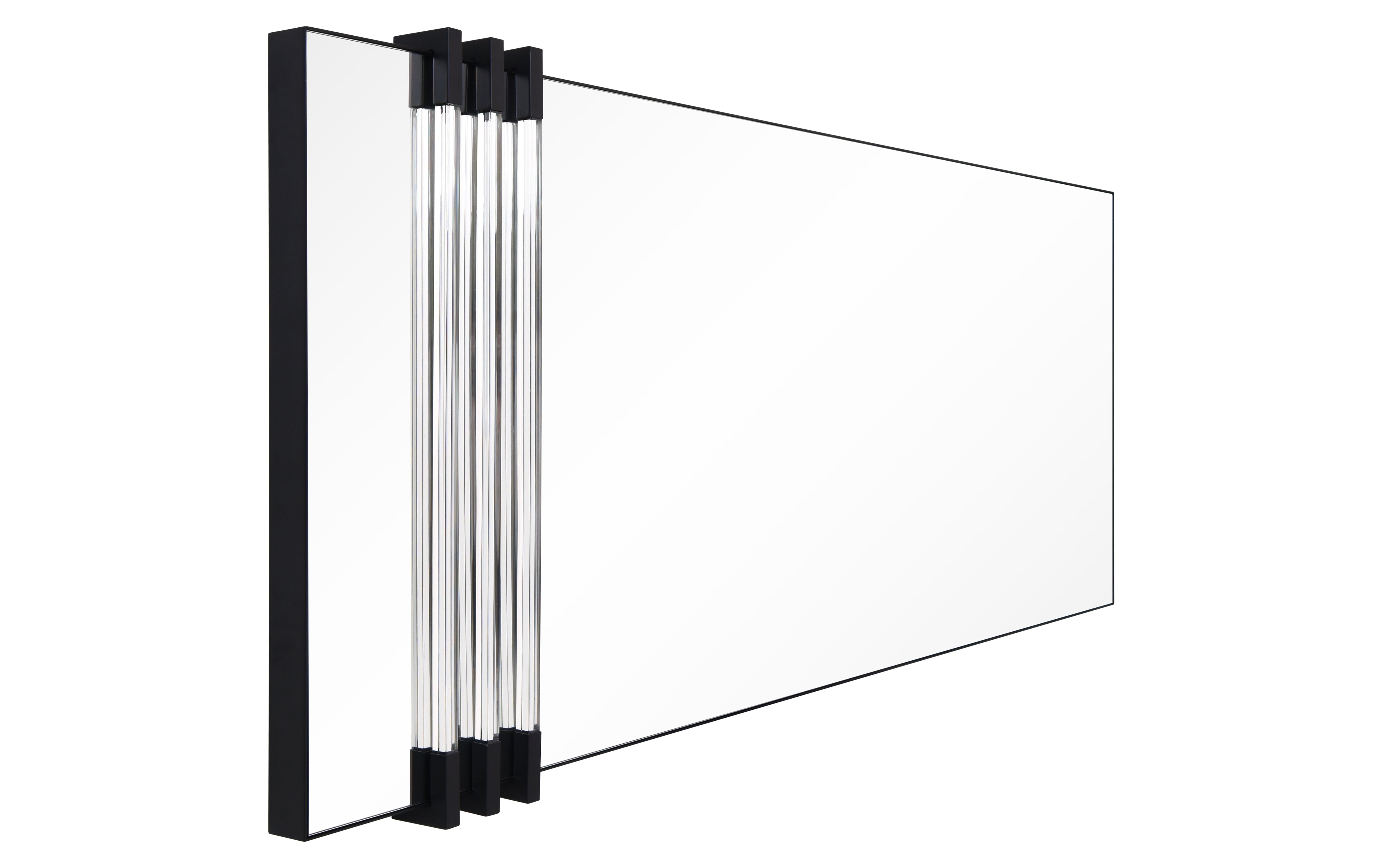 "Acrylic Accent Rectangular Wall Mirror",30"x72" Mirror Featuring Three Clear Acrylic Accent Rails, on a Black Iron Frame