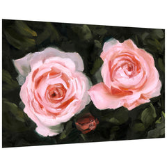 "Ethereal Roses I" Frameless Free Floating Reverse Printed Tempered Art Glass Wall Art