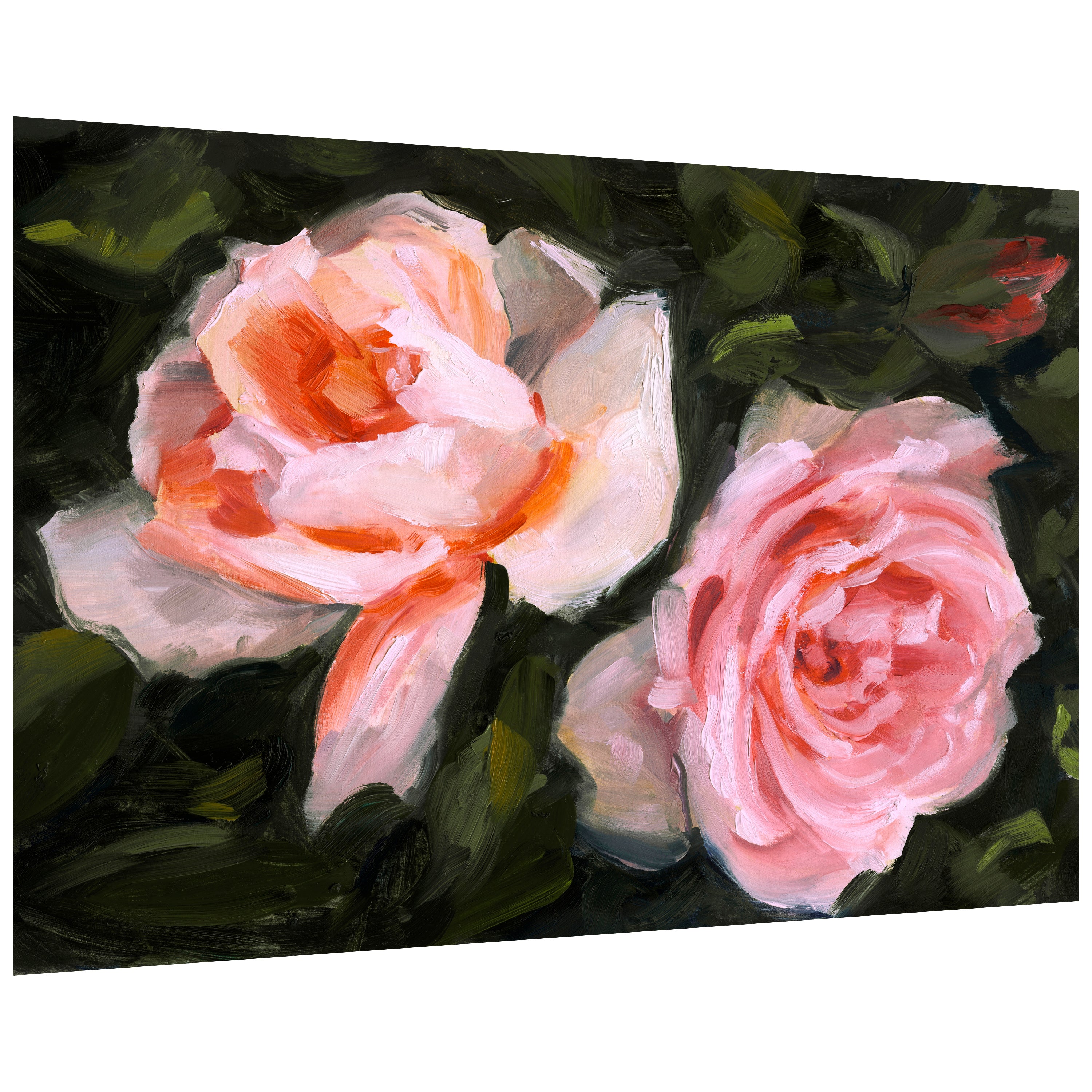 "Ethereal Roses II" Frameless Free Floating Reverse Printed Tempered Art Glass Wall Art