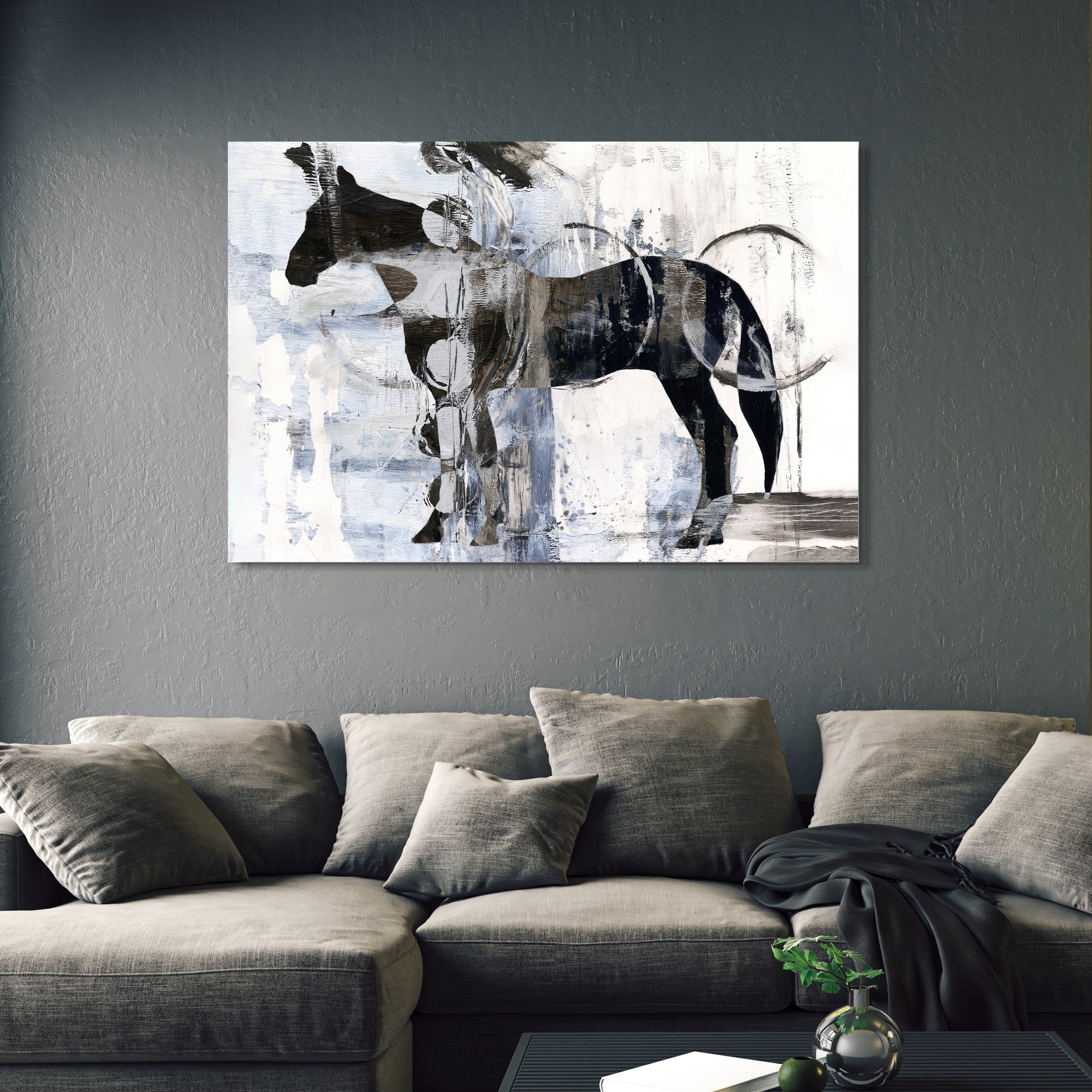 "Equestrian Essence I" Horse Frameless Free Floating Reverse Printed Tempered Art Glass Wall Art