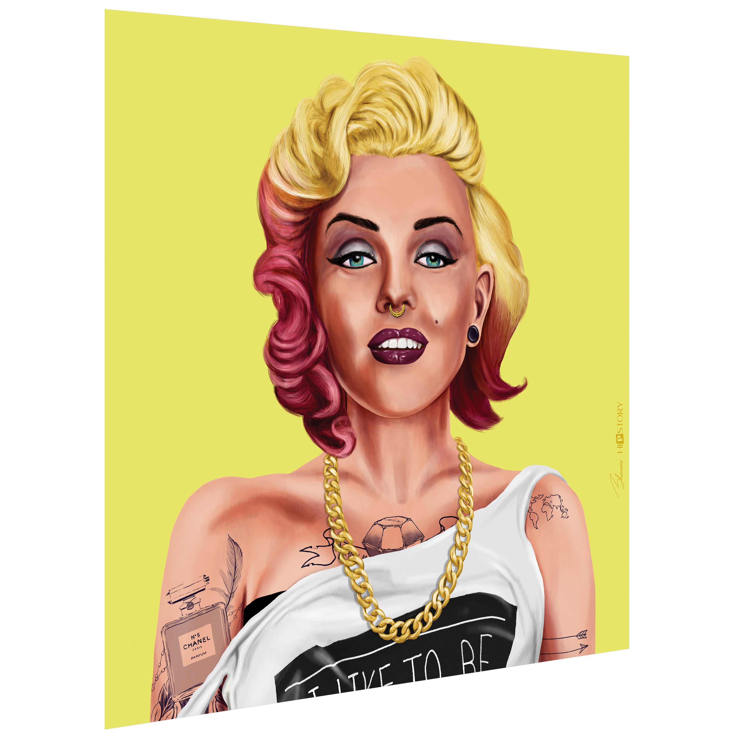 "Hip Marilyn Monroe" Frameless Free Floating Reverse Printed Tempered Art Glass Wall Art