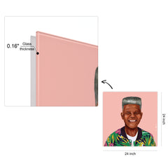 "Hip Nelson Mandela" Frameless Free Floating Reverse Printed Tempered Art Glass Wall Art