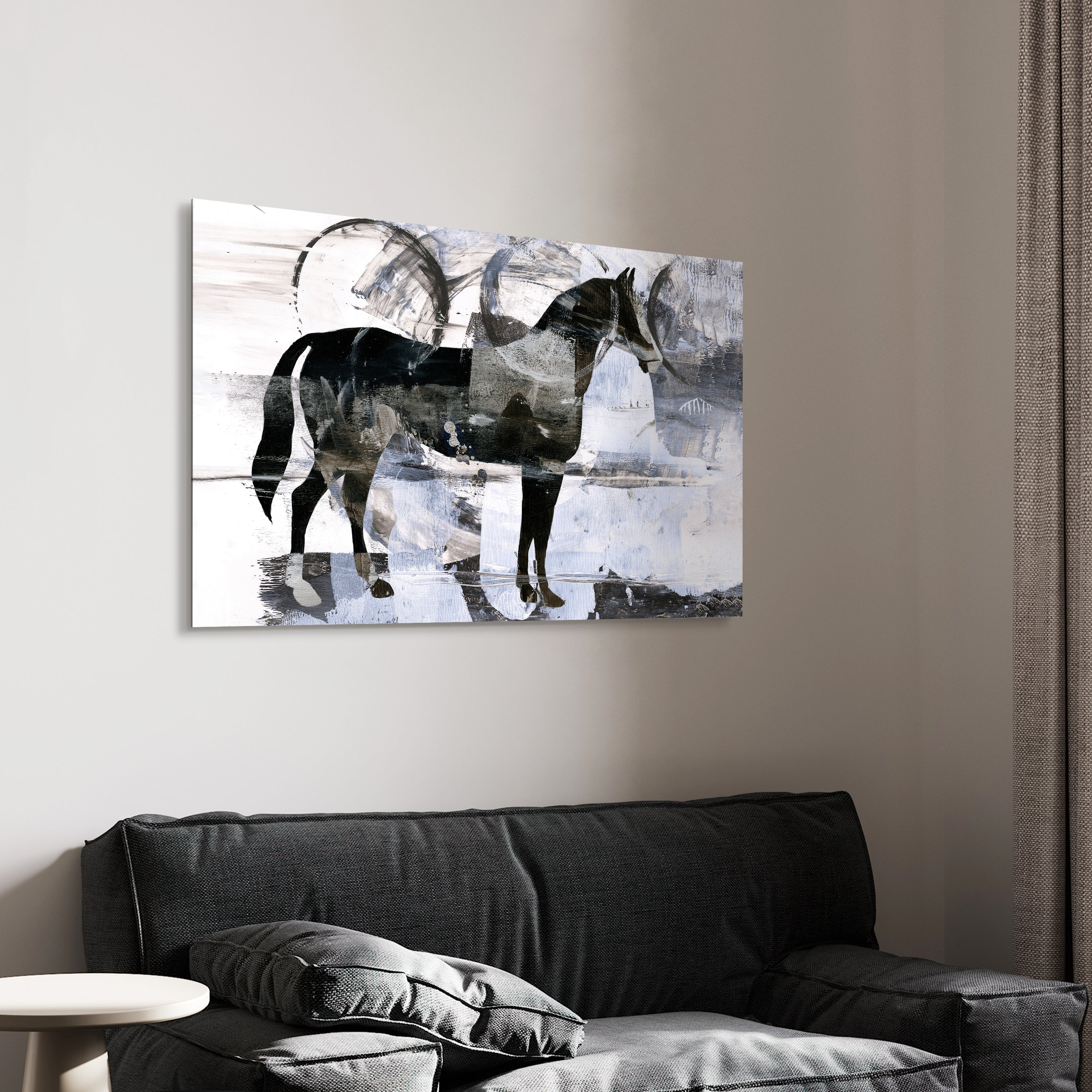 "Equestrian Essence II" Horse Frameless Free Floating Reverse Printed Tempered Art Glass Wall Art