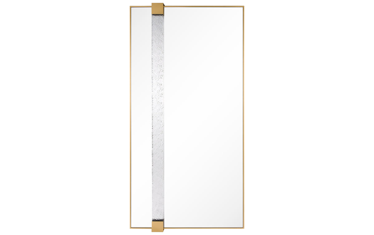 "Gleaming Horizon Wall Mirror" 40"x80" with Textured Acrylic Embellished, on Gold Iron Frame