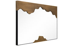 "Antique Gold Edge Tear Rectangular Wall Mirror",24"x36" Mirror Featuring a Brushed Antique Gold Iron Frame with Unique Edge Tear Design Accent