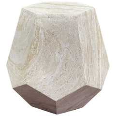 Geaometric Travertine Stone Finish Italian Design MGO Side Accent Table,size 19.6"x19.6"x18.9" perfect for both indoor and outdoor settings.