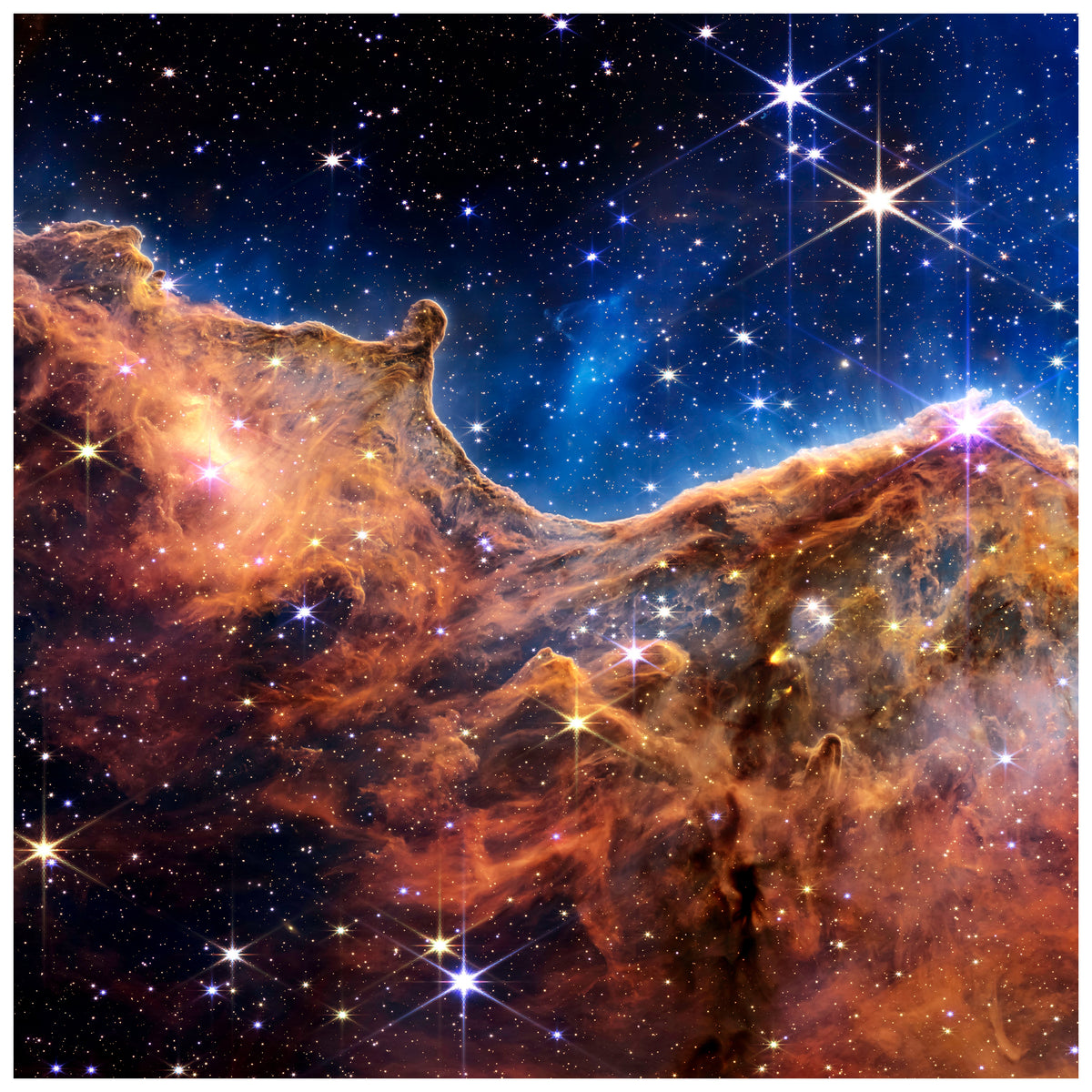 "Mountains of the Carina Nebula I" Frameless Free Floating Reverse Printed Tempered Art Glass Wall Art